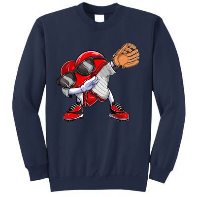 Baseball Catcher Dabbing Heart Valentines Day Sweatshirt