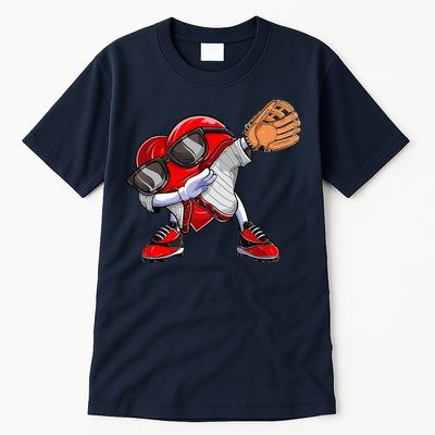 Baseball Catcher Dabbing Heart Valentines Day Tall T-Shirt