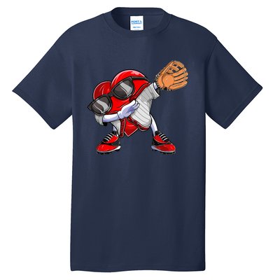 Baseball Catcher Dabbing Heart Valentines Day Tall T-Shirt