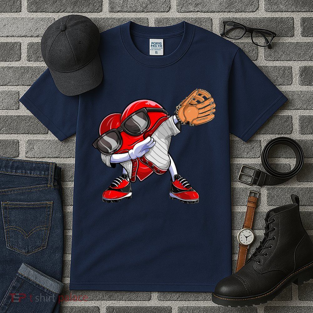 Baseball Catcher Dabbing Heart Valentines Day Tall T-Shirt
