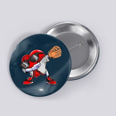 Baseball Catcher Dabbing Heart Valentines Day Button