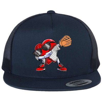 Baseball Catcher Dabbing Heart Valentines Day Flatbill Hat