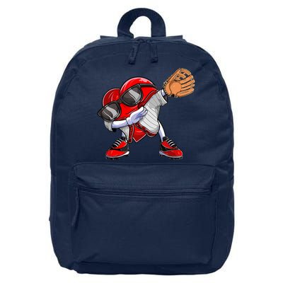 Baseball Catcher Dabbing Heart Valentines Day 16 in Basic Backpack
