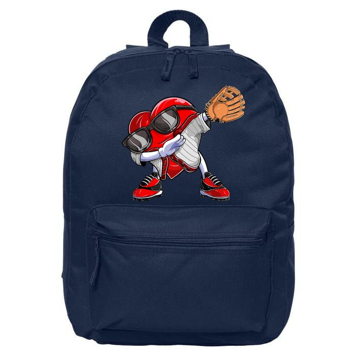 Baseball Catcher Dabbing Heart Valentines Day 16 in Basic Backpack