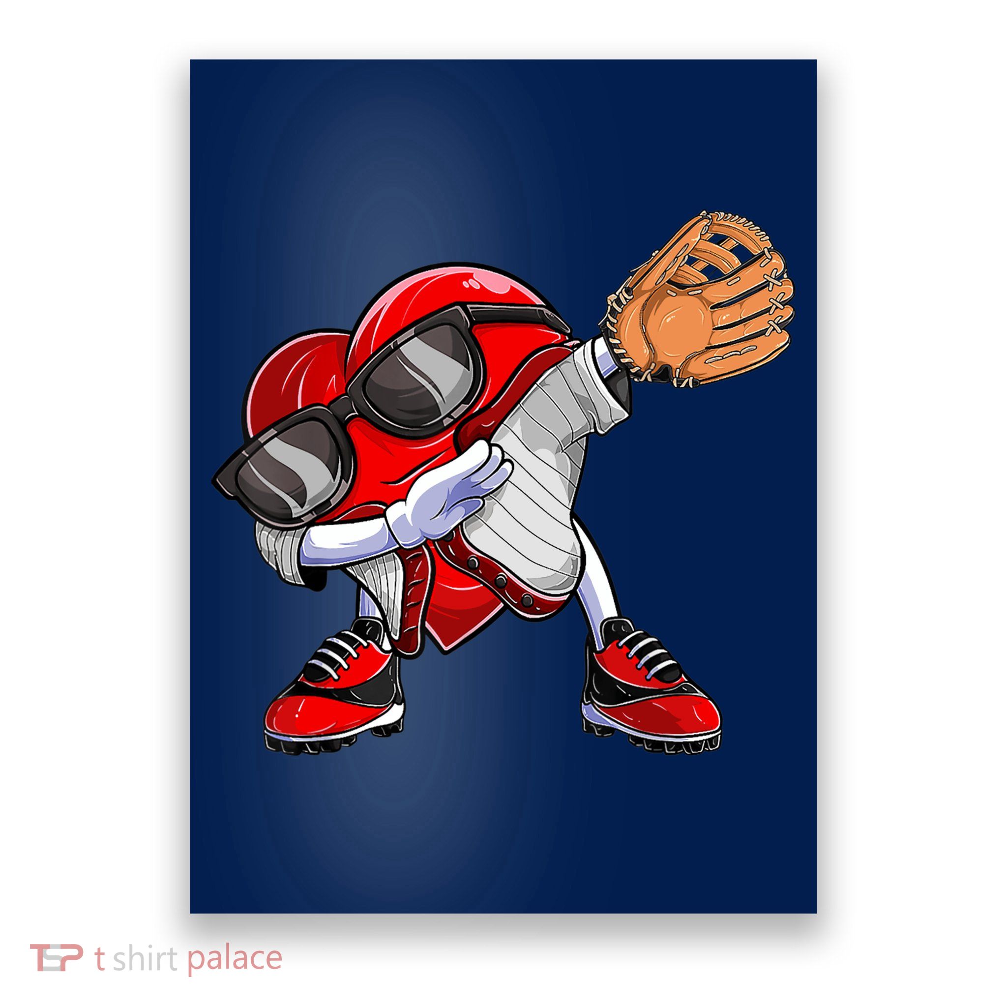 Baseball Catcher Dabbing Heart Valentines Day Poster