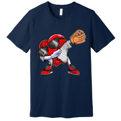 Baseball Catcher Dabbing Heart Valentines Day Premium T-Shirt