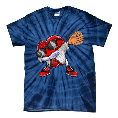 Baseball Catcher Dabbing Heart Valentines Day Tie-Dye T-Shirt