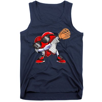 Baseball Catcher Dabbing Heart Valentines Day Tank Top