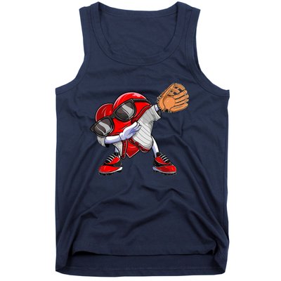 Baseball Catcher Dabbing Heart Valentines Day Tank Top