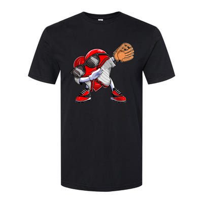 Baseball Catcher Dabbing Heart Valentines Day Softstyle® CVC T-Shirt