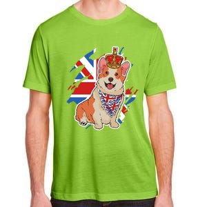 British Corgi Dog Crown Union Jack Queens Platinum Jubilee Great Gift Adult ChromaSoft Performance T-Shirt