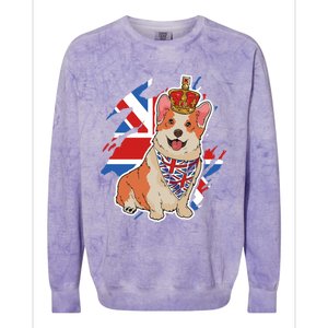 British Corgi Dog Crown Union Jack Queens Platinum Jubilee Great Gift Colorblast Crewneck Sweatshirt