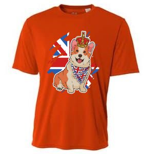 British Corgi Dog Crown Union Jack Queens Platinum Jubilee Great Gift Cooling Performance Crew T-Shirt