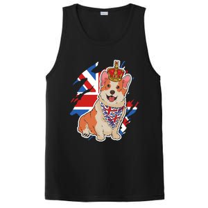 British Corgi Dog Crown Union Jack Queens Platinum Jubilee Great Gift PosiCharge Competitor Tank