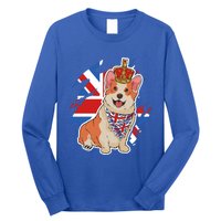 British Corgi Dog Crown Union Jack Queens Platinum Jubilee Great Gift Long Sleeve Shirt