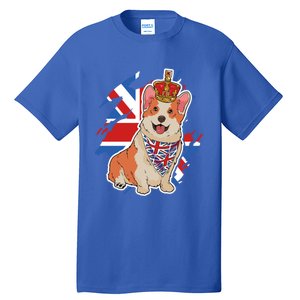 British Corgi Dog Crown Union Jack Queens Platinum Jubilee Great Gift Tall T-Shirt