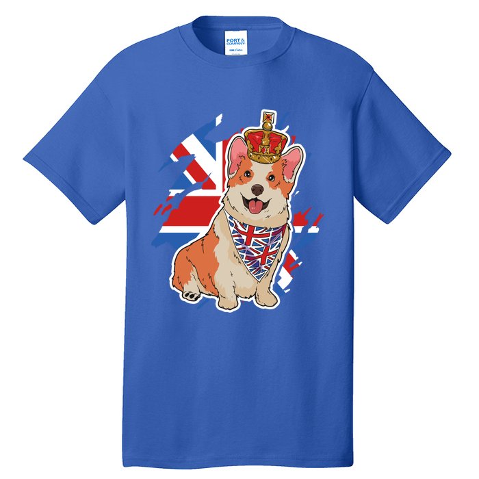 British Corgi Dog Crown Union Jack Queens Platinum Jubilee Great Gift Tall T-Shirt