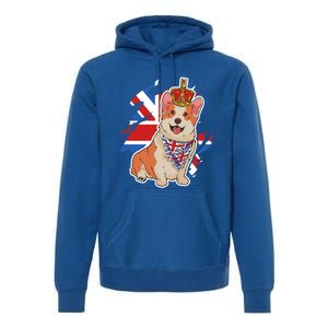 British Corgi Dog Crown Union Jack Queens Platinum Jubilee Great Gift Premium Hoodie