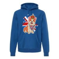 British Corgi Dog Crown Union Jack Queens Platinum Jubilee Great Gift Premium Hoodie