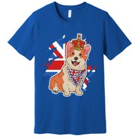 British Corgi Dog Crown Union Jack Queens Platinum Jubilee Great Gift Premium T-Shirt