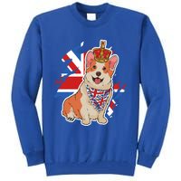 British Corgi Dog Crown Union Jack Queens Platinum Jubilee Great Gift Tall Sweatshirt