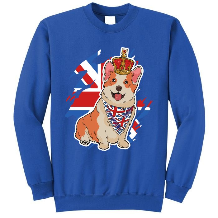 British Corgi Dog Crown Union Jack Queens Platinum Jubilee Great Gift Tall Sweatshirt