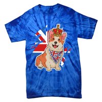 British Corgi Dog Crown Union Jack Queens Platinum Jubilee Great Gift Tie-Dye T-Shirt