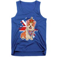 British Corgi Dog Crown Union Jack Queens Platinum Jubilee Great Gift Tank Top