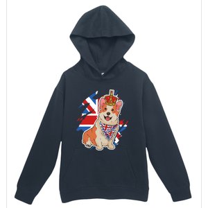 British Corgi Dog Crown Union Jack Queens Platinum Jubilee Great Gift Urban Pullover Hoodie