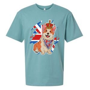 British Corgi Dog Crown Union Jack Queens Platinum Jubilee Great Gift Sueded Cloud Jersey T-Shirt