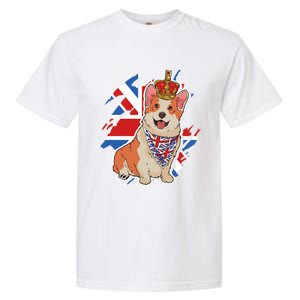 British Corgi Dog Crown Union Jack Queens Platinum Jubilee Great Gift Garment-Dyed Heavyweight T-Shirt