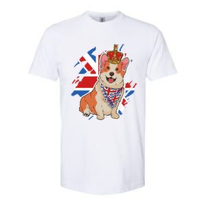 British Corgi Dog Crown Union Jack Queens Platinum Jubilee Great Gift Softstyle CVC T-Shirt