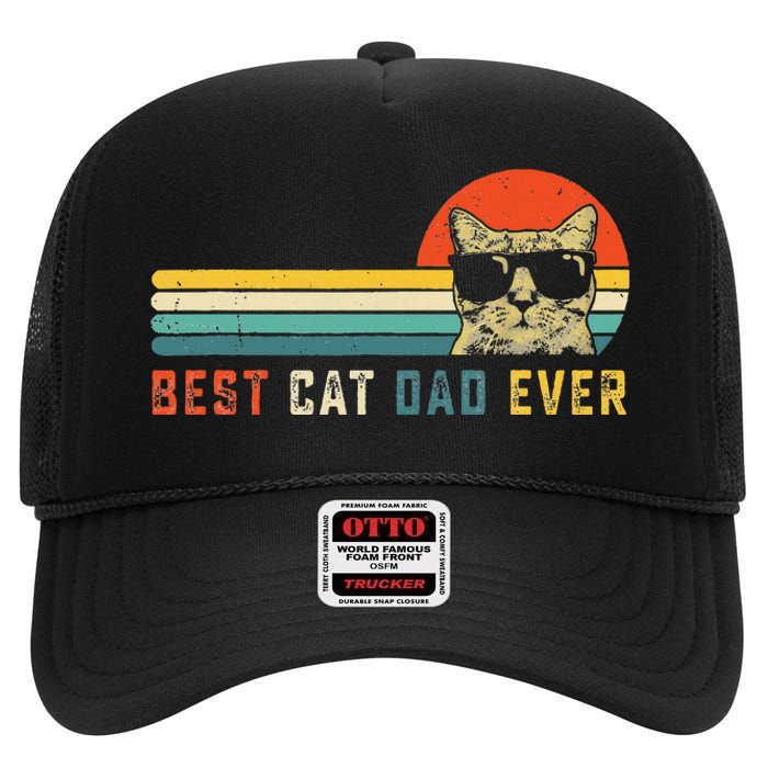 Best Cat Dad Ever FatherS Day Gift Cat Daddy High Crown Mesh Back Trucker Hat