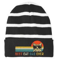 Best Cat Dad Ever FatherS Day Gift Cat Daddy Striped Beanie with Solid Band