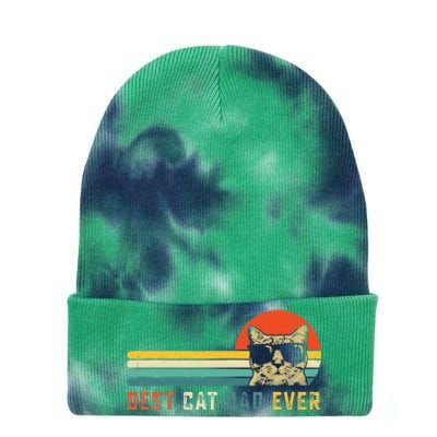 Best Cat Dad Ever FatherS Day Gift Cat Daddy Tie Dye 12in Knit Beanie