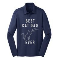 Best Cat Dad Ever Cat Daddy Paw Fist Bump Meow Cat Silk Touch Performance Long Sleeve Polo