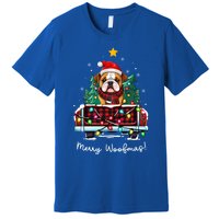 Bulldog Christmas Dog Truck Plaid Funny Xmas Tree Gift Premium T-Shirt