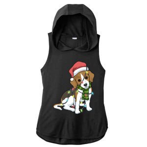 Beagle Christmas Decoration Gift Ladies PosiCharge Tri-Blend Wicking Draft Hoodie Tank