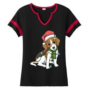 Beagle Christmas Decoration Gift Ladies Halftime Notch Neck Tee