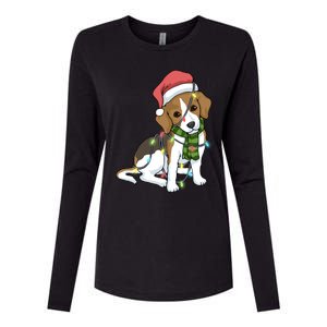 Beagle Christmas Decoration Gift Womens Cotton Relaxed Long Sleeve T-Shirt