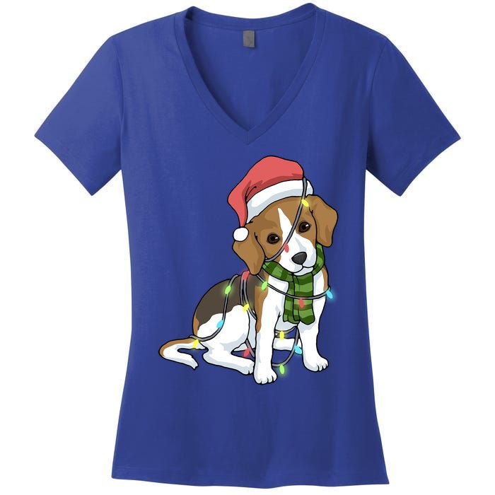 Beagle Christmas Decoration Gift Women's V-Neck T-Shirt