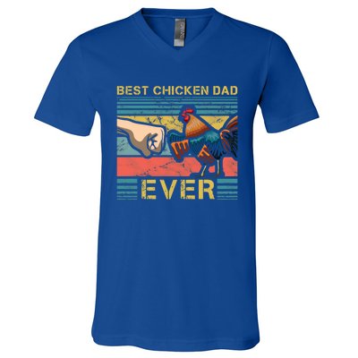 Best Chicken Dad Ever Farming Rooster Hen Poultry Business Gift V-Neck T-Shirt