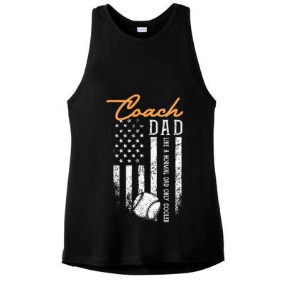 Baseball Coach Dad Like A Normal Dad Only Cooler USA Flag Ladies PosiCharge Tri-Blend Wicking Tank