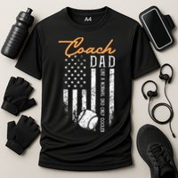 Baseball Coach Dad Like A Normal Dad Only Cooler USA Flag Cooling Performance Crew T-Shirt