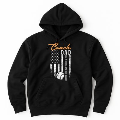 Baseball Coach Dad Like A Normal Dad Only Cooler USA Flag Hoodie