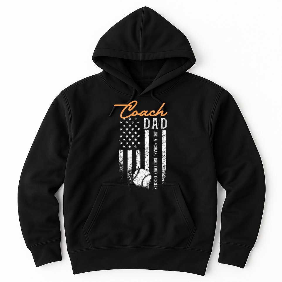 Baseball Coach Dad Like A Normal Dad Only Cooler USA Flag Hoodie