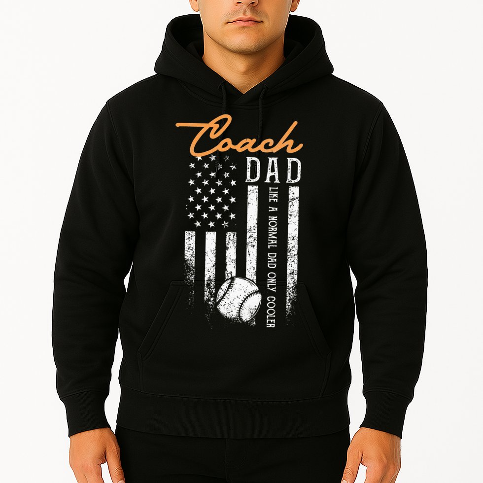 Baseball Coach Dad Like A Normal Dad Only Cooler USA Flag Hoodie