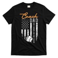 Baseball Coach Dad Like A Normal Dad Only Cooler USA Flag T-Shirt