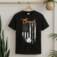 Baseball Coach Dad Like A Normal Dad Only Cooler USA Flag T-Shirt