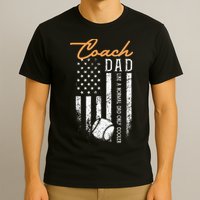 Baseball Coach Dad Like A Normal Dad Only Cooler USA Flag T-Shirt